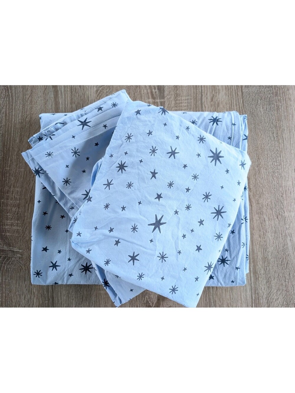 The Land Of Nod 100% Cotton Blue Stars Celestial Duvet And Sheets Set Size Twin